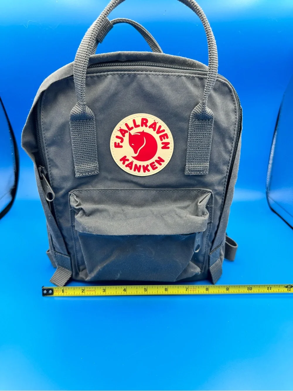 Fjallraven Kanken Mini Backpack - Grey with Red Logo